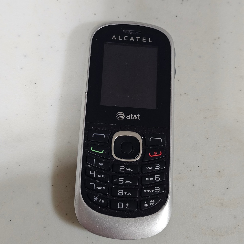 Alcatel OT510APIB AT&T Black Silver Basic Bar Cell Phone T9 Keypad 850mAh